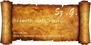 Szimeth Györgyi névjegykártya